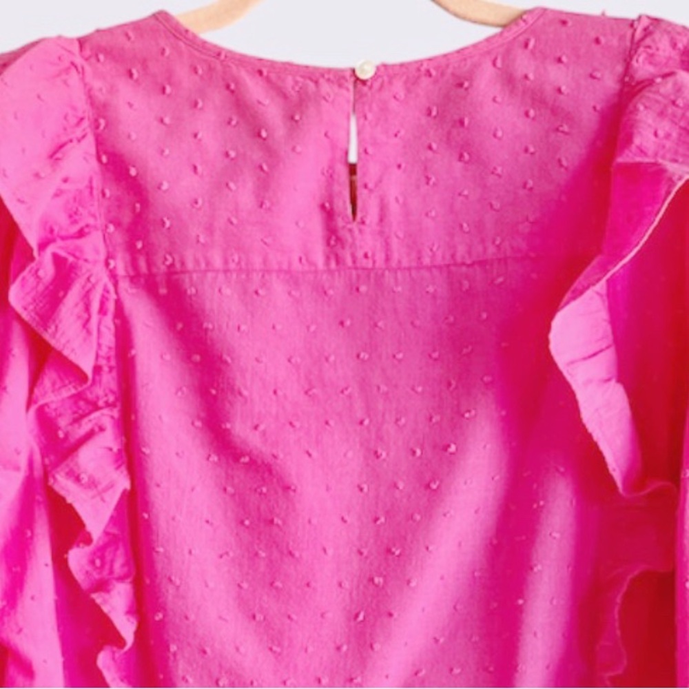 LOFT Vibrant Pink Ruffle Blouse - Picture 4 of 8